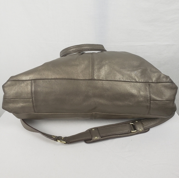 Coach Ashley Steel Metallic Elegant Leather Crossbody Shoulder Bag Sz Large - Picture 10 of 15